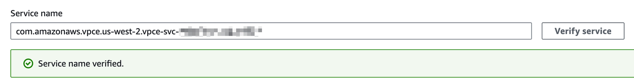 AWS VPC Endpoint service name