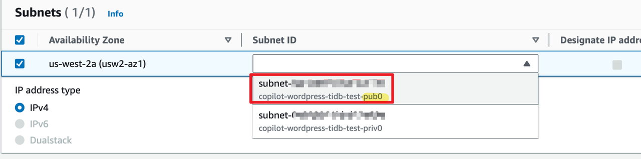 Subnet configuration